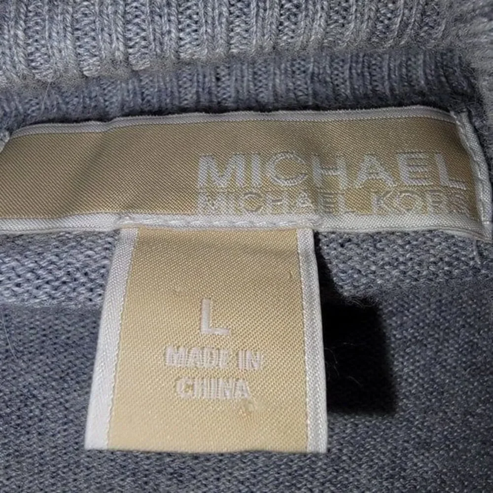 Michael Kors Gray Cowl/Turtle Neck Cotton/Angora Sweater Size L